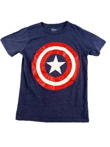 Marvel Captain America Crew Neck Short Sleeve T-Shirt Youth Boys Size MD M Blue - Picture 1 of 3