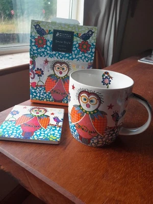 Maxwell & Williams  Smile Style Boobook Mug 370 ml  &  Coaster Gorgeous! - Image 1 of 4
