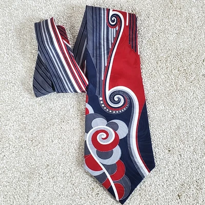 Corbata para hombre Ford's Clothier 100 % seda italiana roja/azul EE. UU. 59" Foto 1 de 4