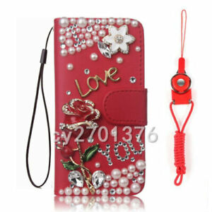  For  Google Pixel 6A CASE Leather Wallet Bling Phone Cover + strap