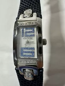 #1 Croton Woman’s  Diamonds Bezel, Sapphire Crystal, Swiss Blue Lizard Band ￼ - Picture 1 of 8
