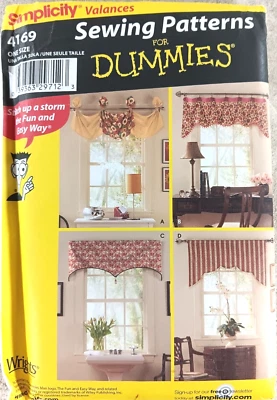 Simplicity Valances Sewing Pattern for Dummies 4169 Uncut 4 Styles - Image 1 of 3