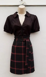 MINI SKIRT,PAPERBAG,GREY CHECK,80S,90S VINTAGE STYLE,DOROTHY PERKINS,SIZE 14,NWT - Picture 1 of 9