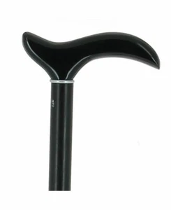 Ebony Wood Walking Stick Dress Cane Horn Derby Fritz Handle Collar Smart Formal - Picture 1 of 2