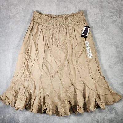 Saia Grace Elements Feminina XL Marrom Plissada Flared Boho Teacher Academia Nova Com Etiqueta - Imagem 1 de 4