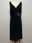 JONES NEW YORK Sleeveless V-Neck Fit & Flare Knit Dress Black w/Low Back Size 12