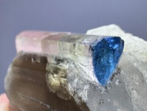 29,9g Raro Tapa Azul Turmalina Cristal Sobre Cuarzo 43x19x36mm - Imagen 1 de 13