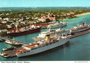 Postal Prince George Wharf Puerto Entrada Famosos Cruceros Nassau Bahamas - Imagen 1 de 2