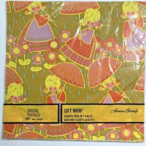 Vintage NOS American Greetings BRIDAL SHOWER Wrapping Paper 7.9 SQ.FT. SEALED  - Picture 1 of 5