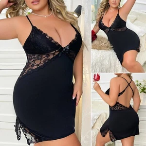 Plus Size Sexy Lingerie Nights Women's Modal Nightgown Sleep Dress Gown Babydoll - Picture 1 of 23