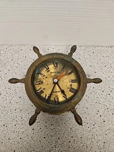Orologio Vintage Ship's Time Quarzo Ottone Funzionante a Batteria Con Patina 04 - Foto 1 di 11