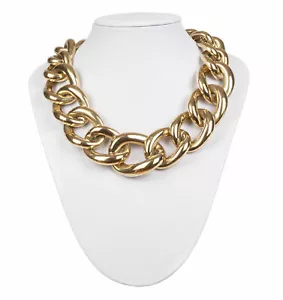 Massive Runway Bold Heavy Gold tone Chain Necklace - Picture 1 of 12