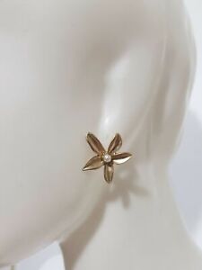 New Claire's Women's Girls Earrings Gold Pearl Flowers Sensitive Solution