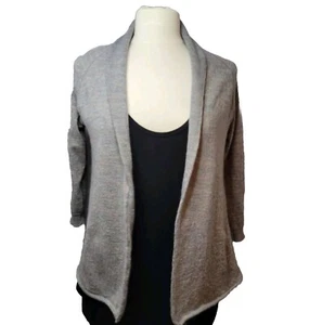 Theory Women Med Grey Long Sleeve  Alpaca Wool Open Front Shawl Cardigan Sweater - Picture 1 of 13