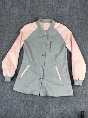 Chaqueta a presión Candies rosa y gris satinado manga larga bombardero mediana Foto 1 de 4