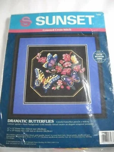 Dramatic Butterflies 11 x 11 Counted Cross Stitch Kit by Sunset 13563 F2 - Picture 1 of 3
