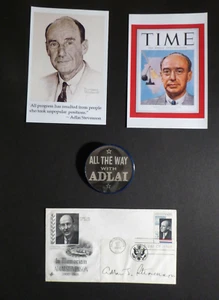 ADLAI STEVENSON 1-of-a-kind RARE 1965 SIGNED AUTOGRAPH MEMORIAM FDC L@@K! - Bild 1 von 8