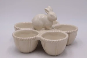 Ceramic Five Deviled Egg Tray with a Rabbit on Top 3 1/2" - Picture 1 of 9