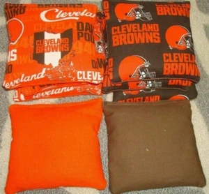 SET OF 8 CLEVELAND BROWNS CORNHOLE BAGS - QUALITY - Picture 1 of 2