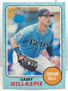 Casey Gillaspie 2017 Topps Heritage Minors BLUE Border XRC RC #'d 76/99 - RAYS