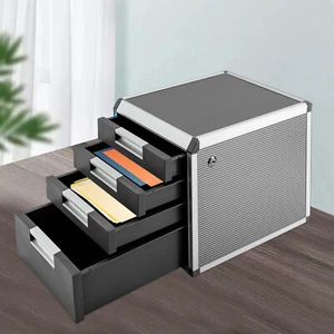 4-Tier Desktop Drawer Organizer Home Office Books File Locking Storage Cabinet - Picture 1 of 23