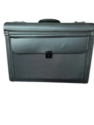 Alpine Swiss Rolling Case Large Black Faux Leather Laptop Briefcase Lawyer Pilot - Image 1 of 4
