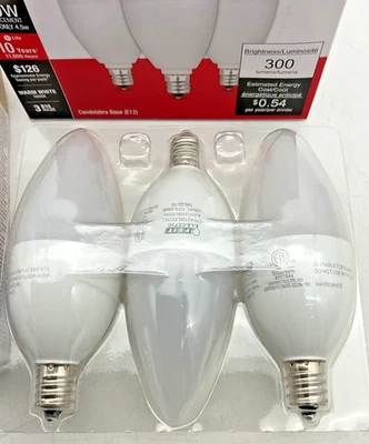 Feit электрический светодиодный декоративный B10 эквивалент 40 Вт нерегулируемое основание E12 (3 упаковки из 3) - Изображение 1 из 4