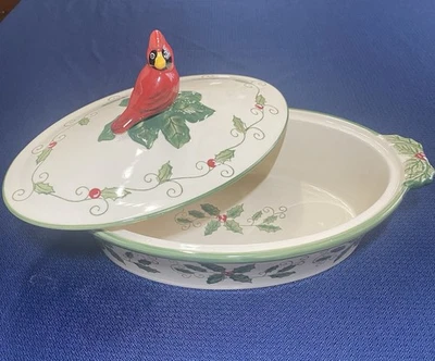 Temp-tations Navidad Horno Cardinal Poinsettia Servir Cuenco 2 Qt Foto 1 de 4