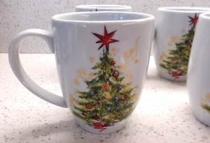 Nuevo Juego de 4 tazas de café Pottery Barn "Árbol de Navidad" chocolate caliente - Imagen 1 de 10