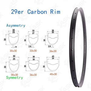 27.5/29er Mountain Bicycle Carbon Rim 30mm Deep 30-40mm Wide Wheel Tubeless - Picture 1 of 11