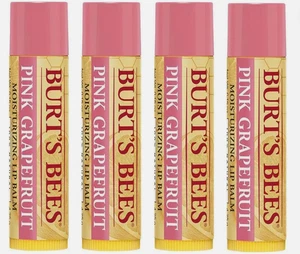 4 Burt's Bees Burts Pink Grapefruit Chap Lip Balm Moisturizing 0.15 Stick Tubes - Picture 1 of 1