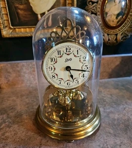 Vintage Shatz Torsion Clock Germany All Brass / Floral Garland Face Cottage Core - Picture 1 of 8