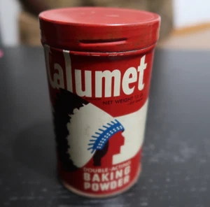 Bidone di latta vintage in metallo Calumet capo indiano lievito in polvere 1/2 libbra - Foto 1 di 10