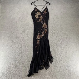 Sue Wong Fairy Dress Womens 12 Black Y2K Silk Floral Beaded Nocturne - Picture 1 of 7