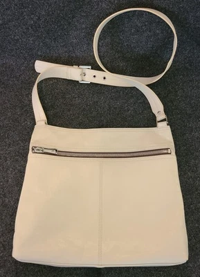 Hobo Lorna White Leather Crossbody Messenger Bag W/ Adjustable Strap, Pockets - Image 1 of 4