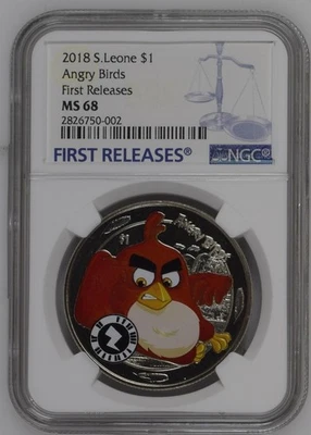 Sierra Leone 2018 Angry Birds NGC MS 68 First Releases Videogame One Dollar 1 $ - Image 1 of 2