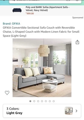 Sofá seccional convertible con chaise reversible, sofá en forma de L  Foto 1 de 2