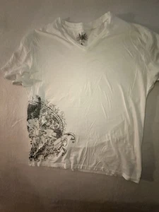 Mens Guess V Neck Short Sleeve T Shirt with Gray Design SZ XL - Picture 1 of 7