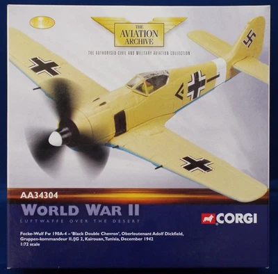 Corgi Aviation Archive AA34304 1:72 Focke-Wulf 190A-4 Black Double Chevron 1942 - Image 1 of 4