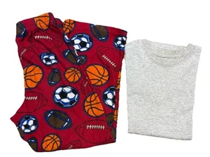 Faded Glory Boys Sport Ball Two Piece Set Pajamas Tee Shirt & Pants 6/7 - Picture 1 of 9