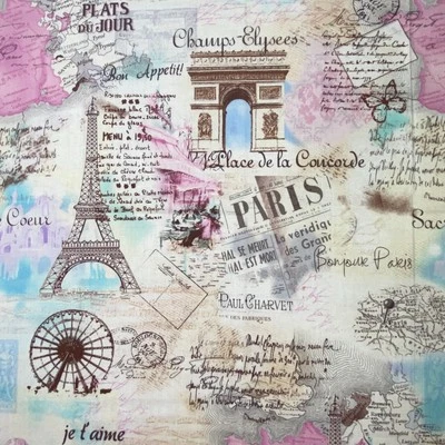 Timeless Treasures Paris Eiffel Tower Arc de Triomphe France Quilt Fabric 27" - Image 1 of 4