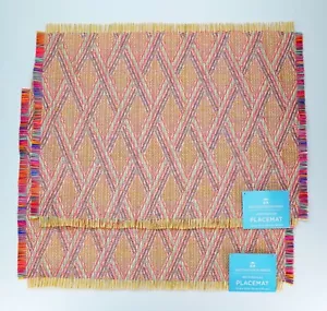 Geometric Placemat Table Mat Rectangular Boho Summer Table Artistic Print 2 Pk - Picture 1 of 4