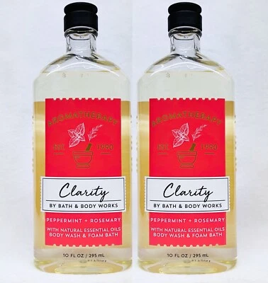 2 Bath & Body Works Aromatherapy CLARITY PEPPERMINT ROSEMARY Body Wash 10 oz - Image 1 of 2