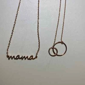 Rose Gold Necklaces Mama and Double hoop - Picture 1 of 2