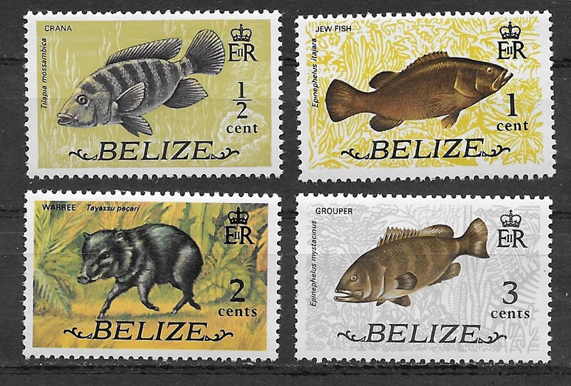  伯利兹,1974 年,鱼,4 张邮票,香水,全新邮票  — 第 1/1 张图片