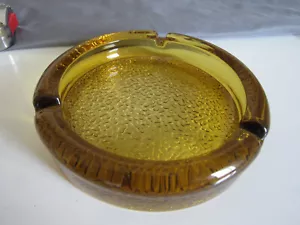 Posacenere vintage Blenko fondo ciottoli ambra oro tondo vetro 5" x1" - Foto 1 di 5