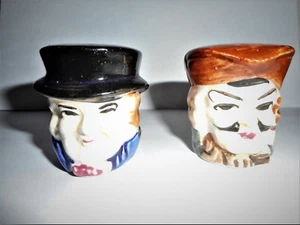 Vintage Salz & Pfefferstreuer Vintage Kolonial Männer handbemalt Japan - Bild 1 von 6