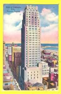VINTAGE LEINENPOSTKARTE! BANK OF COMMERCE TORONTO ONTARIO - Bild 1 von 2