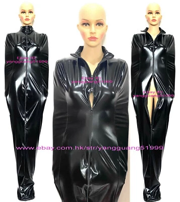 Black Shiny Metallic Mummy Costumes Sleeping Bag Body Bags internal Sleeves F449 - Image 1 of 2