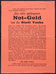 VACHA 1921 XX - SELTENER FLYER für "Szenen aus der Geschichte" Deutsche Notgeld Serie - Bild 1 von 2